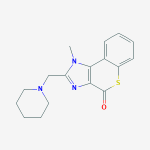 molecular formula C17H19N3OS B009634 1-methyl-2-(piperidin-1-ylmethyl)thiochromeno[3,4-d]imidazol-4-one CAS No. 101018-79-5