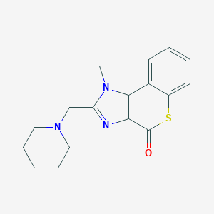 molecular formula C17H19N3OS B009634 (1)BENZOTHIOPYRANO(3,4-d)IMIDAZOL-4(1H)-ONE, 1-METHYL-2-(1-PIPERIDINYLMETHYL)- CAS No. 101018-79-5