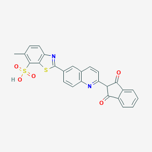 molecular formula C26H16N2O5S2 B096362 2-(2-(2,3-Dihydro-1,3-dioxo-1H-inden-2-yl)-6-quinolyl)-6-methylbenzothiazole-7-sulphonic acid CAS No. 16249-86-8