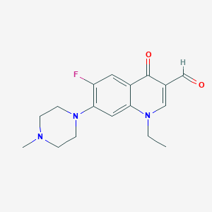 molecular formula C17H20FN3O2 B009655 1-Ethyl-6-fluoro-3-formyl-1,4-dihydro-7-(4-methyl-1-piperazinyl)-4-oxoquinoline CAS No. 110719-58-9