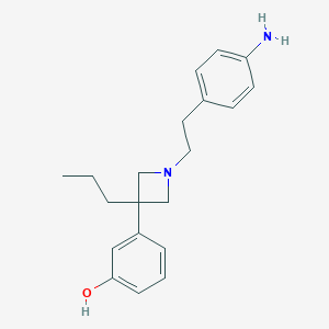 molecular formula C20H26N2O B096573 Phenol, 3-(1-(p-aminophenethyl)-3-propyl-3-azetidinyl)- CAS No. 17191-58-1