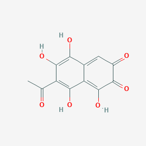 molecular formula C12H8O7 B096592 7-Acetyl-1,5,6,8-tetrahydroxynaphthalene-2,3-dione CAS No. 16241-90-0