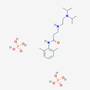 molecular formula C19H39N3O9P2 B009662 N-(2,6-Dimethylphenyl)-3-(2-(dipropan-2-ylamino)ethylamino)propanamide phophate CAS No. 105668-70-0