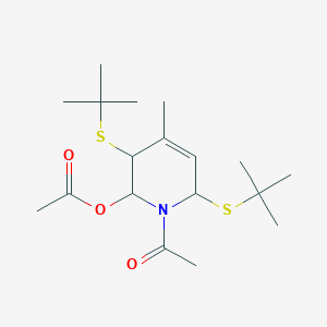 molecular formula C18H31NO3S2 B096712 2-Acetoxy-1-acetyl-3,6-di(tert-butylthio)-4-methyl-1,2,3,6-tetrahydropyridine CAS No. 18794-22-4