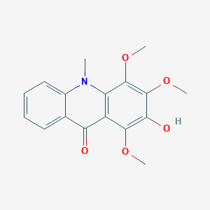 molecular formula C17H17NO5 B096826 2-Hydroxy-1,3,4-trimethoxy-10-methylacridin-9-one CAS No. 17014-62-9