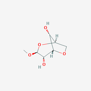 molecular formula C7H12O5 B096919 (1R,3S,4S,5S,8R)-3-Methoxy-2,6-dioxabicyclo[3.2.1]octane-4,8-diol CAS No. 15814-56-9