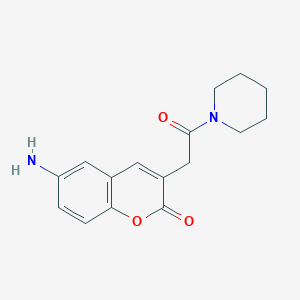 molecular formula C16H18N2O3 B096926 Coumarin, 6-amino-3-((piperidinocarbonyl)methyl)- CAS No. 18144-59-7