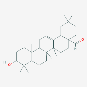 molecular formula C30H48O2 B097043 10-Hydroxy-2,2,6a,6b,9,9,12a-heptamethyl-1,3,4,5,6,6a,7,8,8a,10,11,12,13,14b-tetradecahydropicene-4a-carbaldehyde CAS No. 17020-22-3