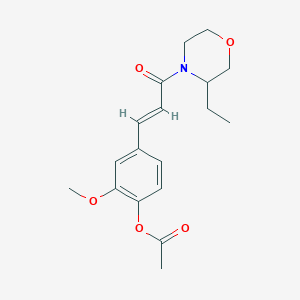 molecular formula C18H23NO5 B009707 Morpholine, 3-ethyl-4-(4-hydroxy-3-methoxycinnamoyl)-, acetate CAS No. 19856-74-7