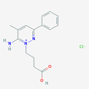 molecular formula C15H18ClN3O2 B009713 4-(6-Amino-5-methyl-3-phenylpyridazin-1-ium-1-yl)butanoic acid;chloride CAS No. 108894-41-3