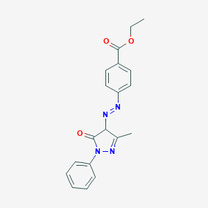 molecular formula C19H18N4O3 B097252 ethyl 4-[(3-methyl-5-oxo-1-phenyl-4H-pyrazol-4-yl)diazenyl]benzoate CAS No. 16926-70-8