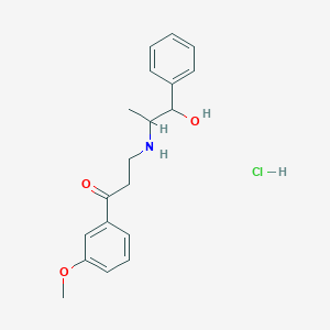 molecular formula C19H24ClNO3 B097275 3-[(2-Hydroxy-1-methyl-2-phenylethyl)amino]-3'-methoxypropiophenone hydrochloride CAS No. 16648-69-4