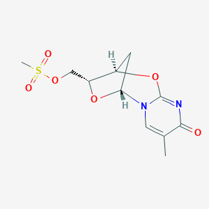 molecular formula C11H14N2O6S B097420 [(1R,9R,10R)-4-Methyl-5-oxo-8,11-dioxa-2,6-diazatricyclo[7.2.1.02,7]dodeca-3,6-dien-10-yl]methyl methanesulfonate CAS No. 15981-86-9