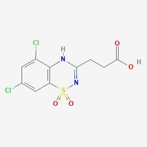 molecular formula C10H8Cl2N2O4S B009744 2H-1,2,4-Benzothiadiazine-3-propanoic acid, 5,7-dichloro-, 1,1-dioxide CAS No. 101063-93-8