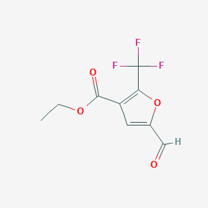 molecular formula C9H7F3O4 B097485 3-Furoic acid, 5-formyl-2-trifluoromethyl-, ethyl ester CAS No. 17515-79-6
