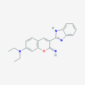 molecular formula C20H20N4O B097550 2H-1-Benzopyran-7-amine, 3-(1H-benzimidazol-2-yl)-N,N-diethyl-2-imino- CAS No. 17754-91-5