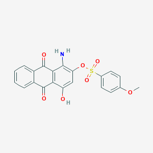 molecular formula C21H15NO7S B097600 1-Amino-9,10-dihydro-4-hydroxy-9,10-dioxo-2-anthryl 4-methoxybenzenesulphonate CAS No. 16517-83-2