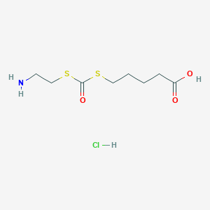 molecular formula C8H16ClNO3S2 B097690 Carbonic acid, dithio-, S-(2-aminoethyl) ester, S-ester with 5-mercaptovaleric acid, hydrochloride CAS No. 19213-26-4