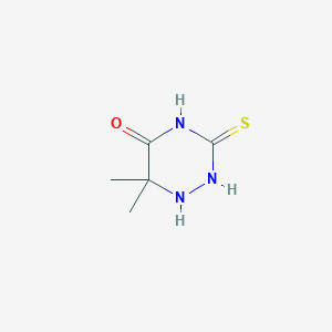 molecular formula C5H9N3OS B097706 Tetrahydro-6,6-dimethyl-3-thioxo-1,2,4-triazin-5(2H)-one CAS No. 16992-40-8