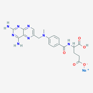 molecular formula C20H21N8O5.Na B097918 L-Glutamic acid, N-(4-(((2,4-diamino-6-pteridinyl)methyl)methylamino)benzoyl)-, sodium salt CAS No. 15475-56-6