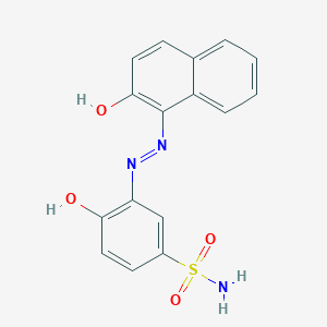 molecular formula C16H13N3O4S B097979 Benzenesulfonamide, 4-hydroxy-3-[(2-hydroxy-1-naphthalenyl)azo]- CAS No. 16432-45-4