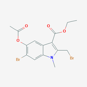 molecular formula C15H15Br2NO4 B009821 5-乙酰氧基-6-溴-2-(溴甲基)-1-甲基-1H-吲哚-3-甲酸乙酯 CAS No. 110543-98-1