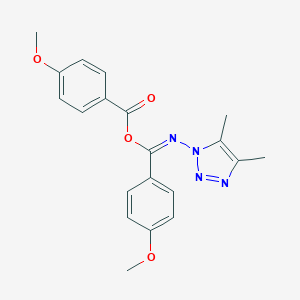 molecular formula C20H20N4O4 B098259 4-Methoxybenzoic acid N-(4,5-dimethyl-1H-1,2,3-triazol-1-yl)-4-methoxybenzenecarbimidic anhydride CAS No. 19226-32-5
