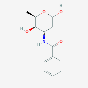 molecular formula C13H17NO4 B098274 N-[(2R,3R,4R)-3,6-Dihydroxy-2-methyloxan-4-yl]benzamide CAS No. 17016-65-8