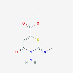 molecular formula C7H9N3O3S B098329 Methyl 3-amino-2-methylimino-4-oxo-1,3-thiazine-6-carboxylate CAS No. 16135-19-6