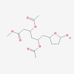 molecular formula C15H24O8 B098365 Methyl 3,5-diacetyloxy-6-(5-hydroxyoxolan-2-yl)hexanoate CAS No. 18142-15-9