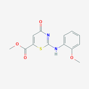 molecular formula C13H12N2O4S B098526 2H-1,3-Thiazine-6-carboxylic acid, 3,4-dihydro-2-[(o-methoxyphenyl)imino]-4-oxo-, methyl ester CAS No. 16238-40-7