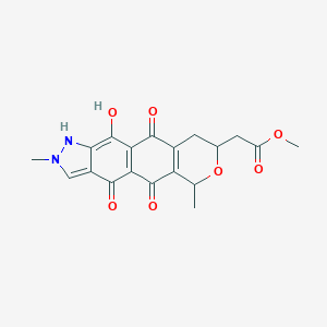 molecular formula C19H18N2O7 B098573 Methyl 2-(11-hydroxy-2,6-dimethyl-4,5,10-trioxo-1,6,8,9-tetrahydroisochromeno[7,6-f]indazol-8-yl)acetate CAS No. 15298-42-7