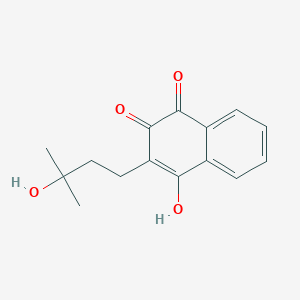 molecular formula C15H16O4 B098581 4-Hydroxy-3-(3-hydroxy-3-methylbutyl)naphthalene-1,2-dione CAS No. 15298-01-8