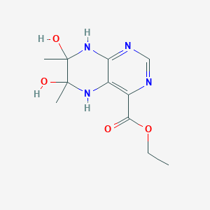 molecular formula C11H16N4O4 B098618 Ethyl 6,7-dihydroxy-6,7-dimethyl-5,8-dihydropteridine-4-carboxylate CAS No. 17445-70-4