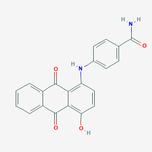 molecular formula C21H14N2O4 B009866 4-[(4-Hydroxy-9,10-dioxo-9,10-dihydroanthracen-1-yl)amino]benzamide CAS No. 104847-99-6