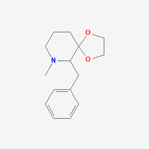 molecular formula C15H21NO2 B009867 10-Benzyl-9-methyl-1,4-dioxa-9-azaspiro[4.5]decane CAS No. 102520-50-3