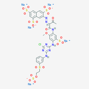 Pentasodium;7-[[1-[4-[[4-chloro-6-[3-(2-sulfonatooxyethylsulfonyl)anilino]-1,3,5-triazin-2-yl]amino]-2-methoxy-5-sulfonatoanilino]-1,3-dioxobutan-2-yl]diazenyl]naphthalene-1,3,6-trisulfonate
