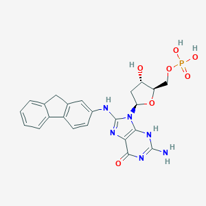 molecular formula C23H23N6O7P B098718 [(2R,3S,5R)-5-[2-amino-8-(9H-fluoren-2-ylamino)-6-oxo-3H-purin-9-yl]-3-hydroxyoxolan-2-yl]methyl dihydrogen phosphate CAS No. 17660-46-7
