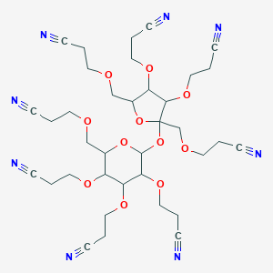 molecular formula C36H46N8O11 B098752 alpha-D-Glucopyranoside, 1,3,4,6-tetrakis-O-(2-cyanoethyl)-beta-D-fructofuranosyl 2,3,4,6-tetrakis-O-(2-cyanoethyl)- CAS No. 18304-13-7