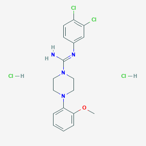 molecular formula C18H22Cl4N4O B009894 N'-(3,4-Dichlorophenyl)-4-(2-methoxyphenyl)-1-piperazinecarboximidamide dihydrochloride CAS No. 107707-55-1