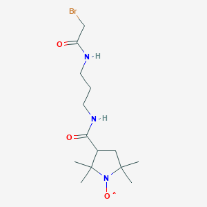 molecular formula C14H25BrN3O3 B009899 3-(3-(2-Bromoacetamido)propylcarbamoyl)-proxyl free radical CAS No. 100900-11-6