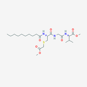 molecular formula C24H43N3O7S B009900 methyl (2S)-2-[[2-[[(2R)-2-(decanoylamino)-3-(2-methoxy-2-oxoethyl)sulfanylpropanoyl]amino]acetyl]amino]-3-methylbutanoate CAS No. 19729-27-2