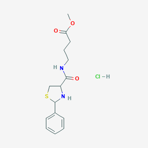 molecular formula C15H21ClN2O3S B009911 4-(((2-Phenyl-4-thiazolidinyl)carbonyl)amino)butanoic acid methyl ester monohydrochloride CAS No. 106086-23-1