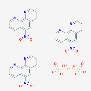 molecular formula C36H21Cl2FeN9O14 B099227 Iron(2+), tris(5-nitro-1,10-phenanthroline-kappaN1,kappaN10)-, diperchlorate CAS No. 15389-73-8