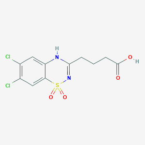 molecular formula C11H10Cl2N2O4S B009924 6,7-Dichloro-2H-1,2,4-benzothiadiazine-3-butanoic acid 1,1-dioxide CAS No. 101064-02-2