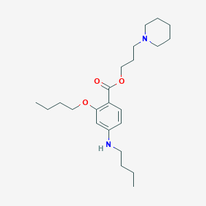molecular formula C23H38N2O3 B009935 Benzoic acid, 2-butoxy-4-butylamino-, 3-piperidinopropyl ester CAS No. 100311-20-4