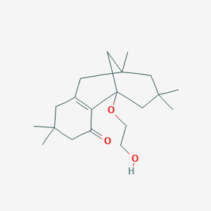 molecular formula C20H32O3 B099429 5,9-Methanobenzocycloocten-4(1H)-one, 2,3,5,6,7,8,9,10-octahydro-5-(2-hydroxyethoxy)-2,2,7,7,9-pentamethyl- CAS No. 15919-97-8