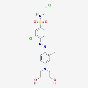 molecular formula C19H24Cl2N4O4S B099439 Benzenesulfonamide, 4-[[4-[bis(2-hydroxyethyl)amino]-2-methylphenyl]azo]-3-chloro-N-(2-chloroethyl)- CAS No. 16558-32-0