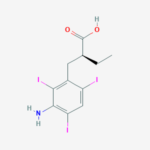 molecular formula C11H12I3NO2 B099538 Benzenepropanoic acid, 3-amino-alpha-ethyl-2,4,6-triiodo-, (alphaS)- CAS No. 17879-96-8