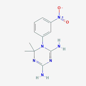 molecular formula C11H14N6O2 B099569 6,6-Dimethyl-1-(3-nitrophenyl)-1,3,5-triazine-2,4-diamine CAS No. 17711-74-9